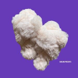 FamiPort Fluffy Fuzzy Slippers Women Color White Size S 5.5-6.5